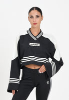 ADIDAS ORIGINALS Felpa Blocking Crewneck nera da donna JW7273  ADIDAS ORIGINALS 