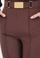 ELISABETTA FRANCHI Pantalone elegante marrone da donna con cintura PA13261E2 644 ELISABETTA FRANCHI 