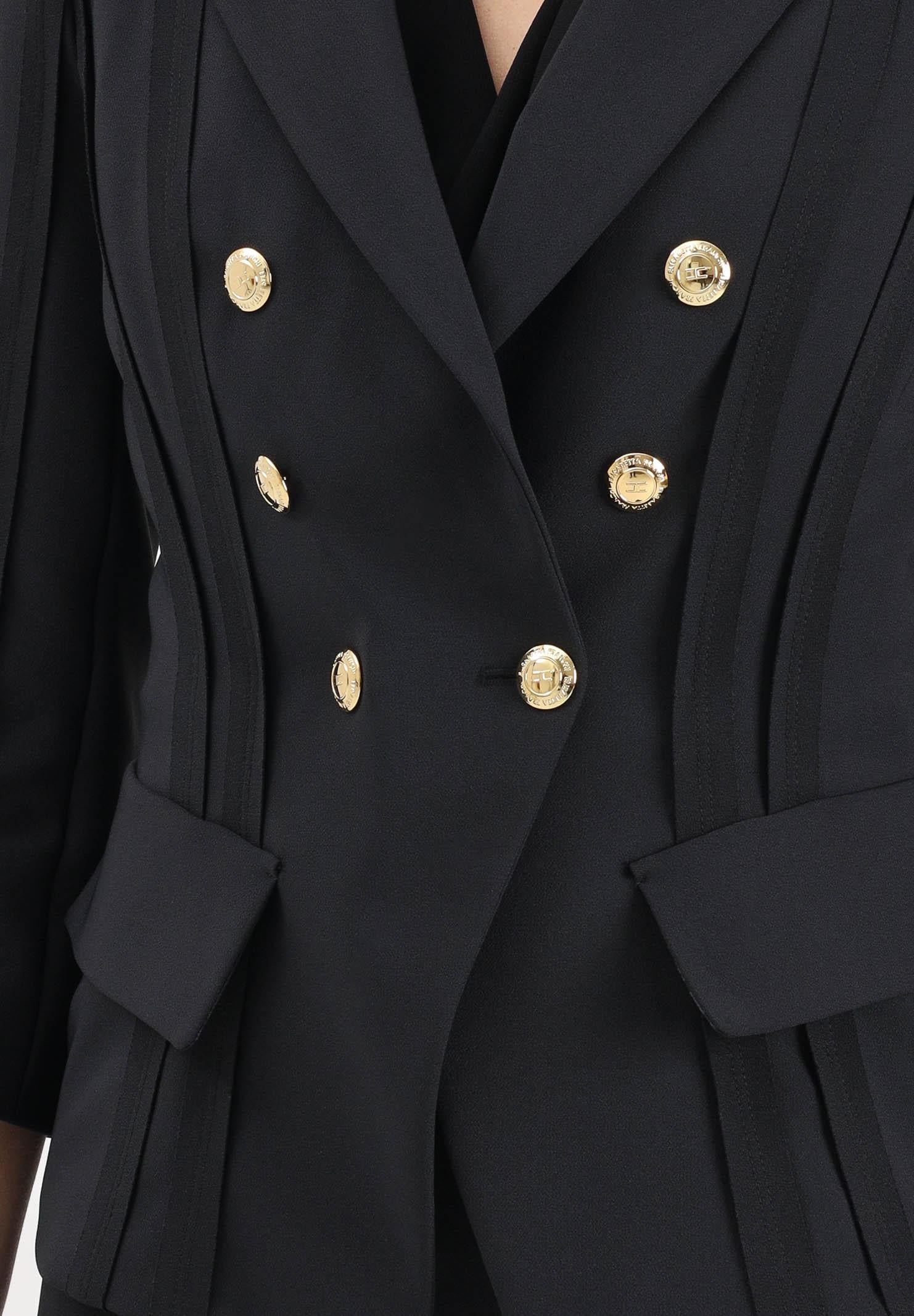 ELISABETTA FRANCHI Giacca doppiopetto nera da donna con motivi a taglio vivo GI21861E2 110 ELISABETTA FRANCHI 