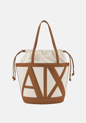 ARMANI EXCHANGE Shopper beige e cuoio da donna con logo XW002607AF22635 M6261 ARMANI EXCHANGE 