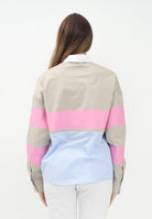 DSQUARED2 Camicia a manica lunga beige per donna e bambina con stampa logo e inserti a contrasto DQ2772D0AC3 DQC14 DSQUARED2 