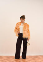 MEHRAN Pelliccia arancione da donna con sfumature chiare 25152ORAWHT ORAWHT MEHRAN 