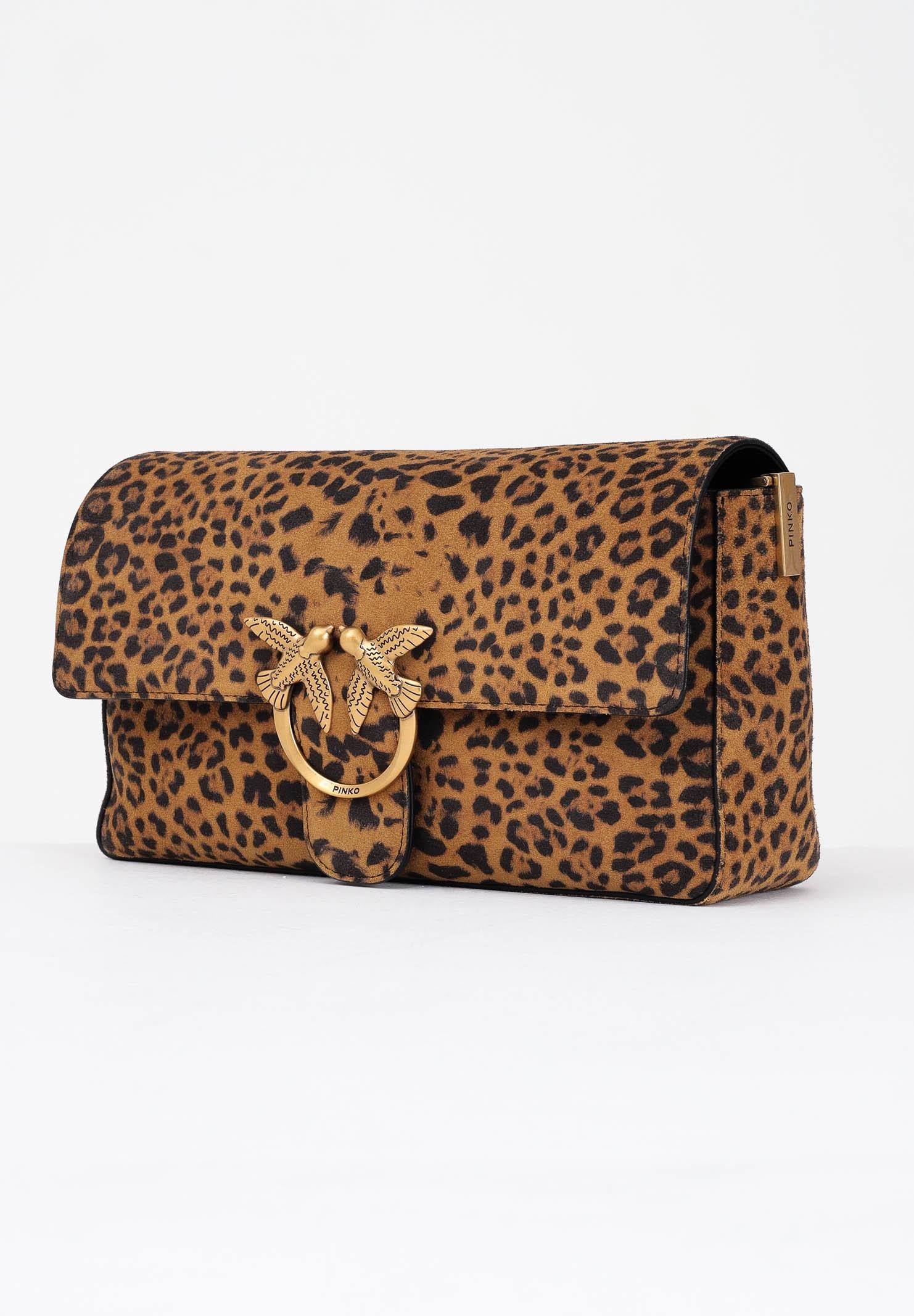 PINKO Borsa a tracolla Slouchy cuoio da donna in Suede Leopardato 106243A32A M35Q PINKO 