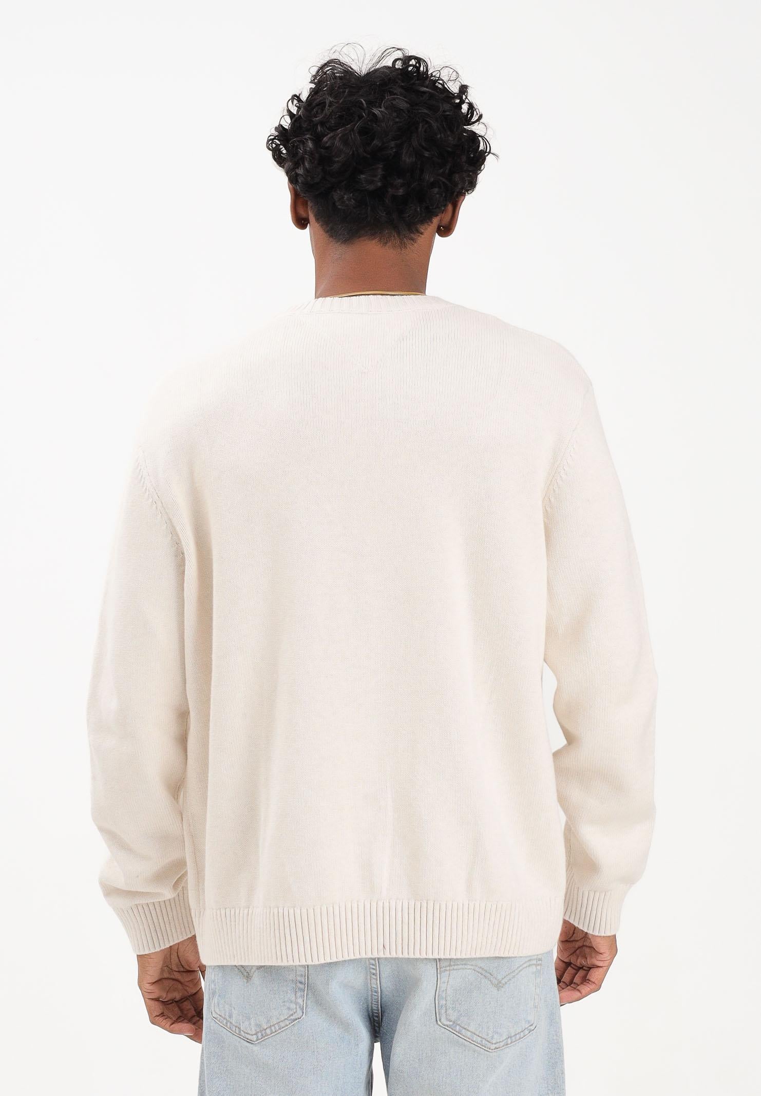 TOMMY JEANS Maglioncino girocollo panna da uomo con logo DM0DM22105AFN  TOMMY JEANS 