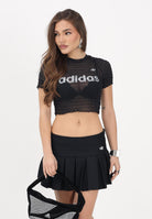 ADIDAS ORIGINALS T-shirt a manica corta SMOCKED CALI nera da donna KD0300 . ADIDAS ORIGINALS 