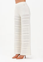 AKEP Pantalone panna da donna in maglia traforata PTKD11005 V2 AKEP 