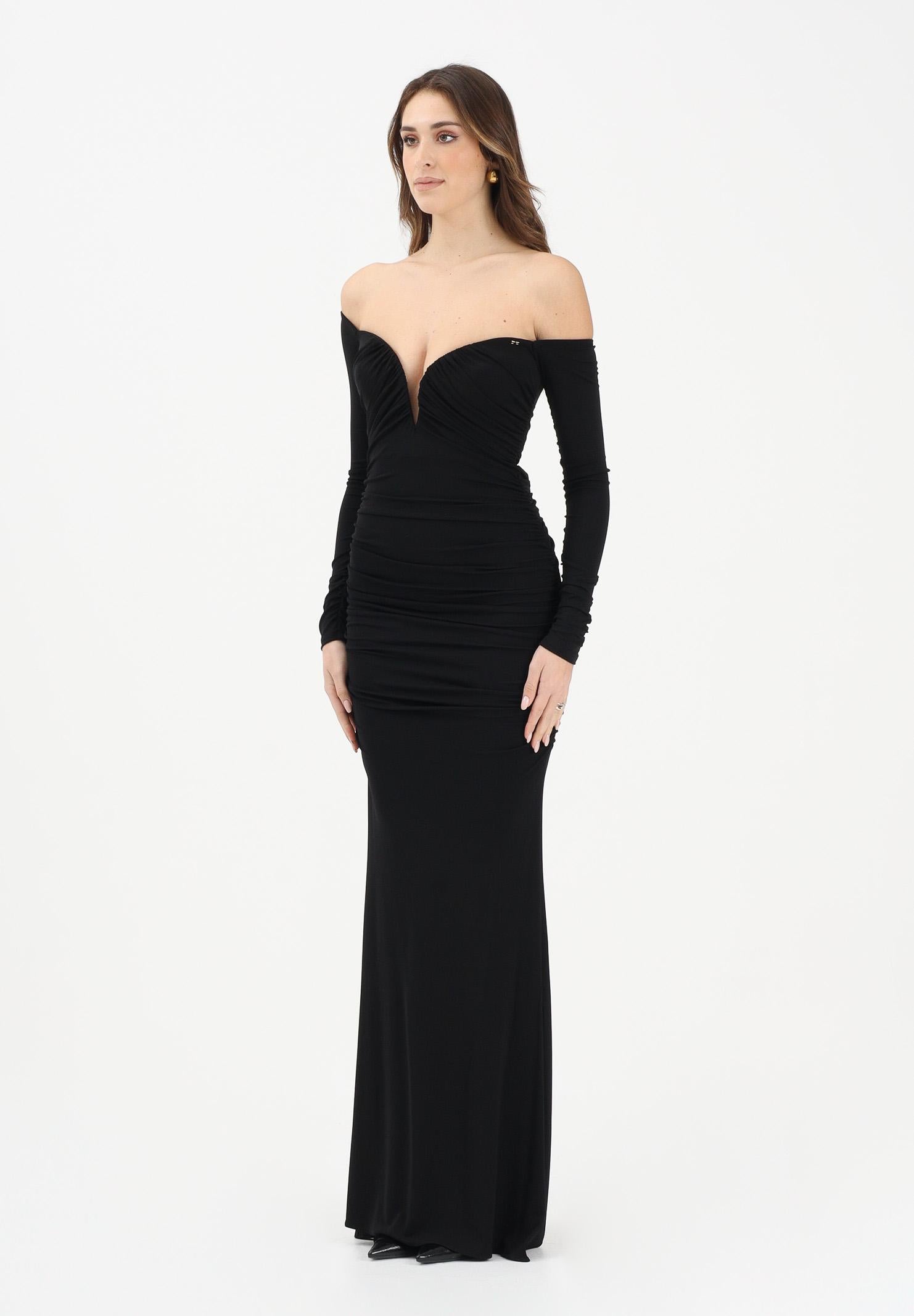 ELISABETTA FRANCHI Abito lungo nero da donna con drappeggi ABR1061E2 110 ELISABETTA FRANCHI 