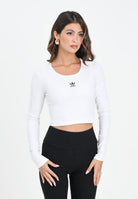 ADIDAS ORIGINALS T-shirt a manica lunga Essentials Ribbed Crop bianca da donna JC9011  ADIDAS ORIGINALS 