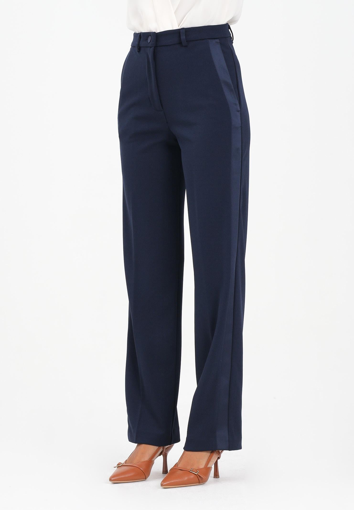 VICOLO Pantalone elegante blu da donna con bande laterali in raso TF0305 A89 VICOLO 