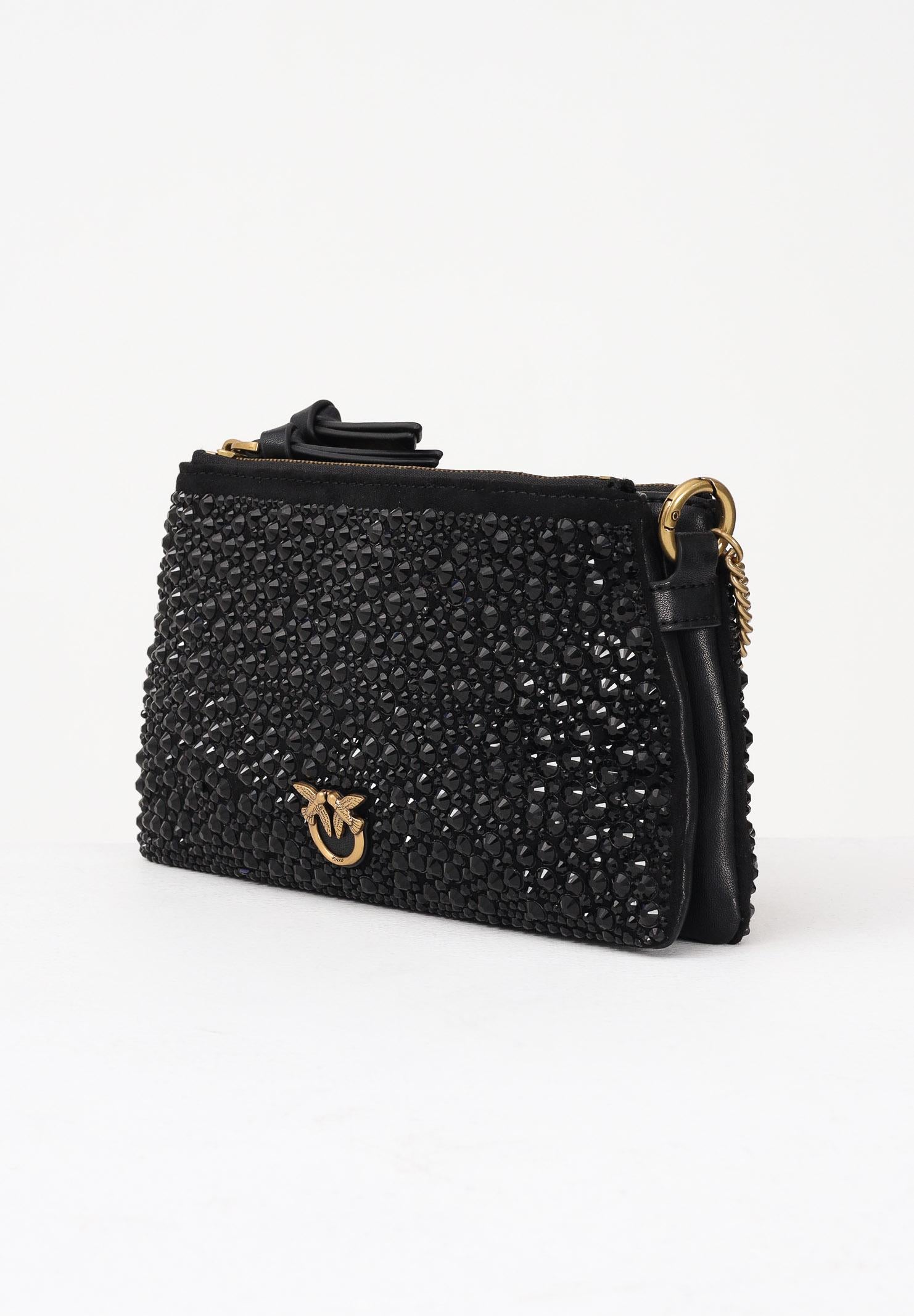 PINKO Borsetta Mini Double full strass nera da donna 105359A2WF Z99Q PINKO 