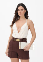 ELISABETTA FRANCHI Body burro da donna con spalline incrociate sul retro BO01461E2 193 ELISABETTA FRANCHI 