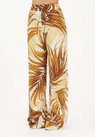 JUST CAVALLI Pantalone elegante beige da donna con stampa di foglie 80PAA126NS838 638 JUST CAVALLI 