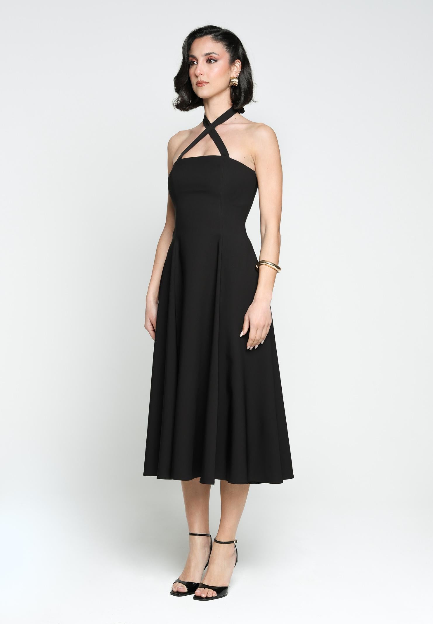 SANTAS Abito midi MEDELEINE nero da donna PV2508 NERO SANTAS 