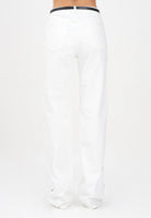 ELISABETTA FRANCHI Jeans in denim bianco da donna con bande in raso PJ13I56E2 309 ELISABETTA FRANCHI 