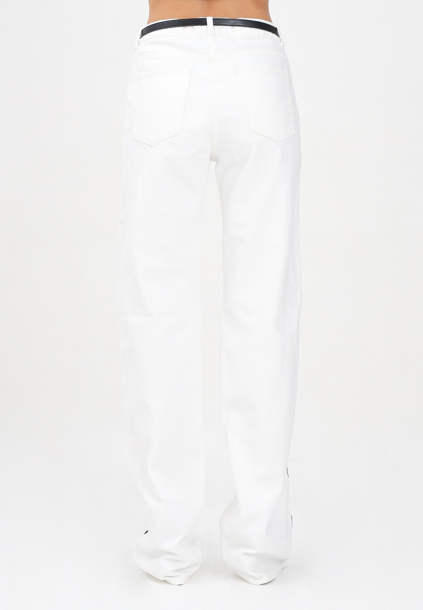ELISABETTA FRANCHI Jeans in denim bianco da donna con bande in raso PJ13I56E2 309 ELISABETTA FRANCHI 