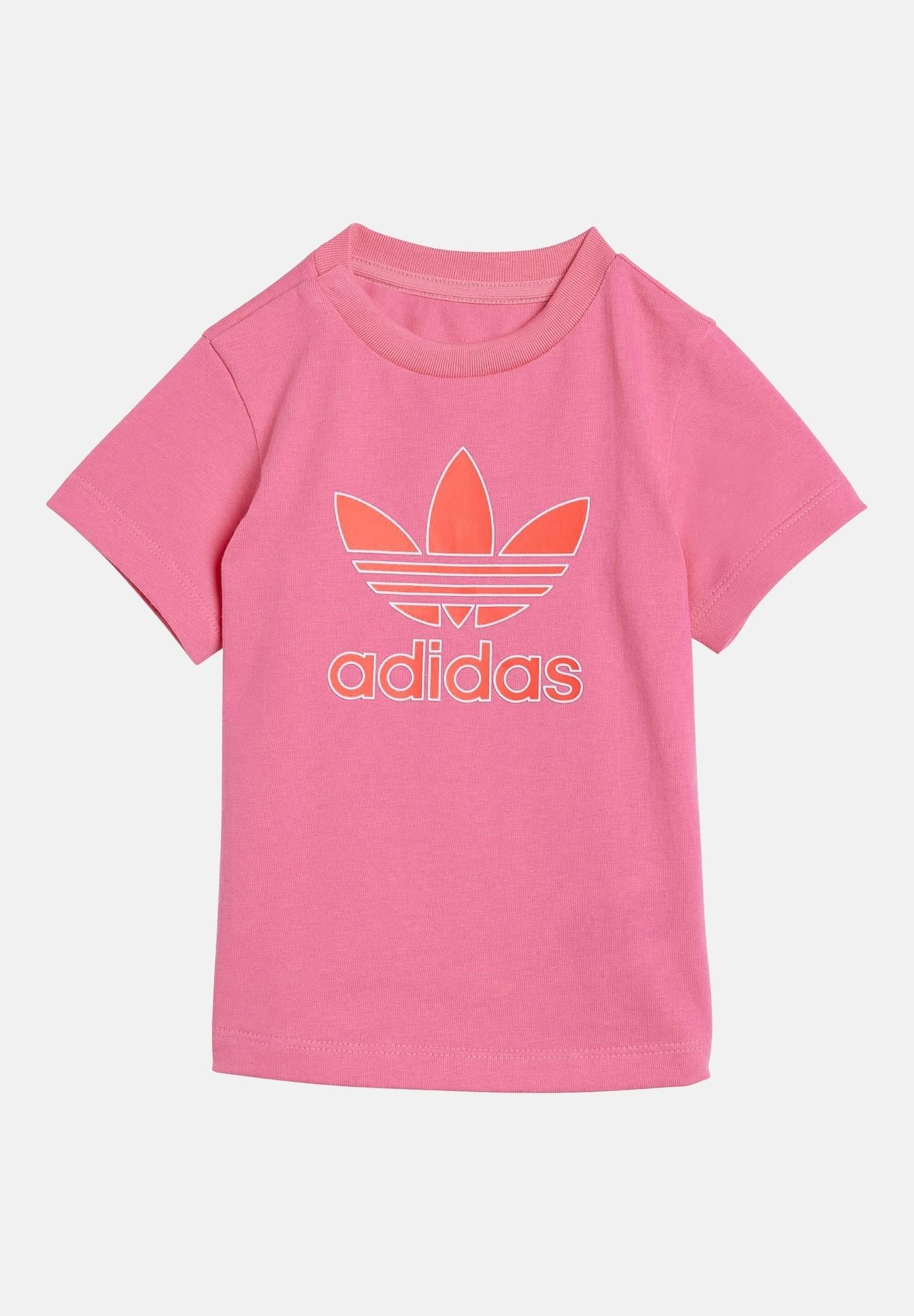 ADIDAS ORIGINALS T-shirt a manica corta rosa da neonato con stampa Trefoil JX9004 . ADIDAS ORIGINALS 