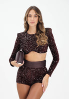 ELISABETTA FRANCHI Top elegante bordeaux da donna completamente ricoperto di paillettes TO04657E2 EA4 ELISABETTA FRANCHI 