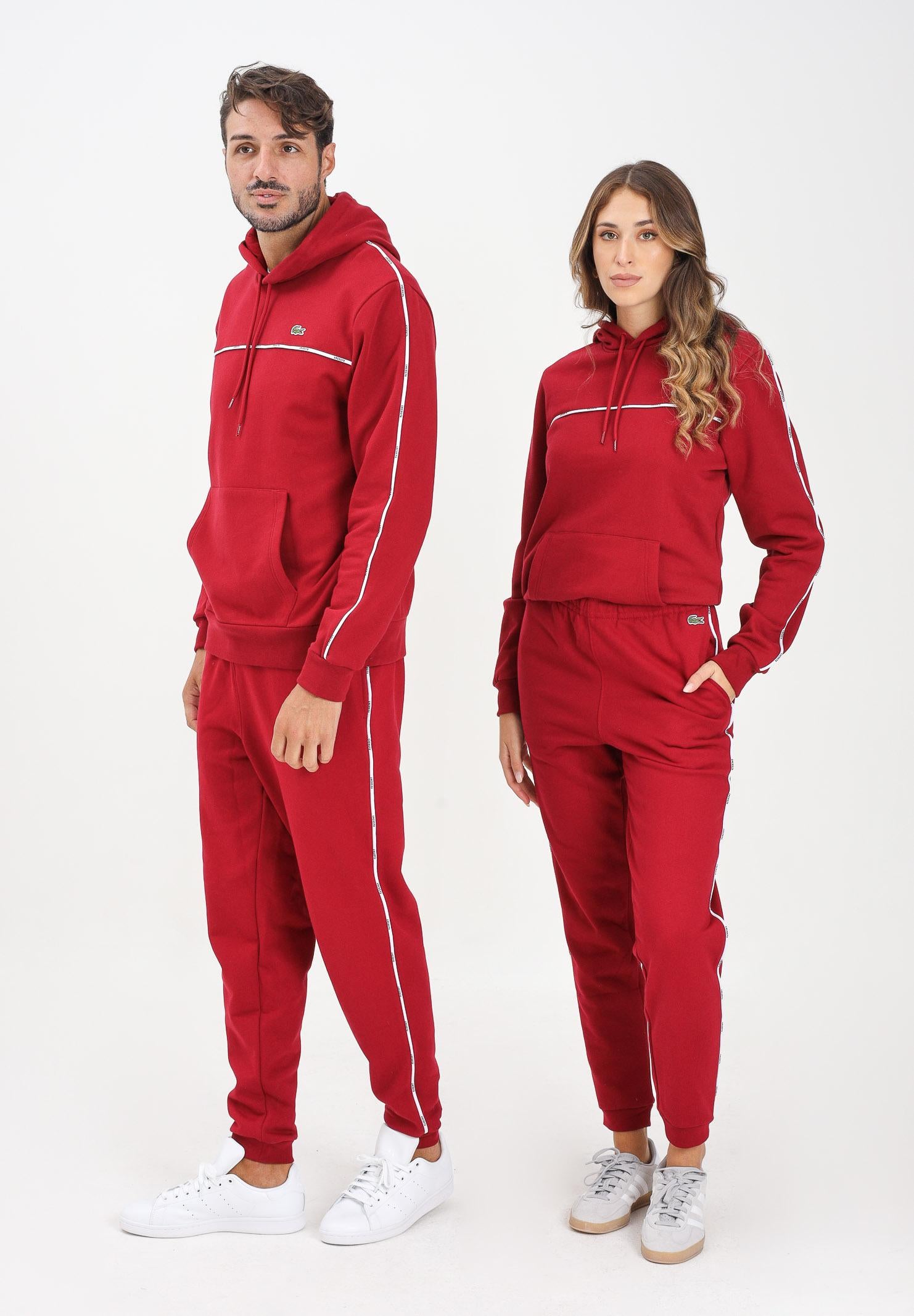 LACOSTE Pantalone sportivo bordeaux per uomo e donna con bande logate XH9803 476 LACOSTE 