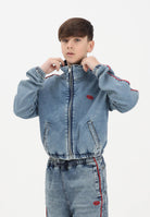 DIESEL Giubbotto di jeans in denim medio per donna, ragazzi e bambini con logo ricamato J02540KXBRS K01 DIESEL 