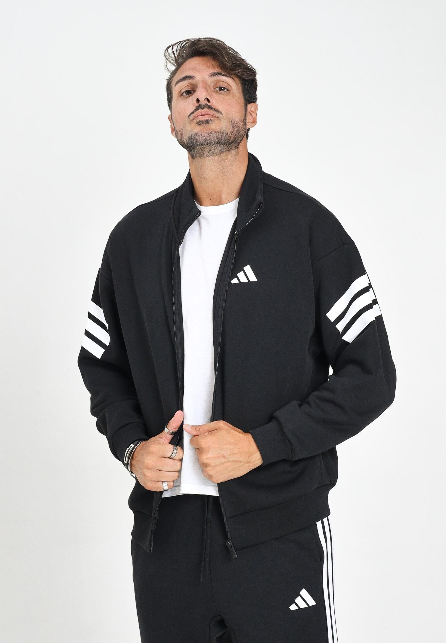 ADIDAS PERFORMANCE Felpa con zip Future Icons 3-Stripes nera da uomo JD4885 . ADIDAS PERFORMANCE 