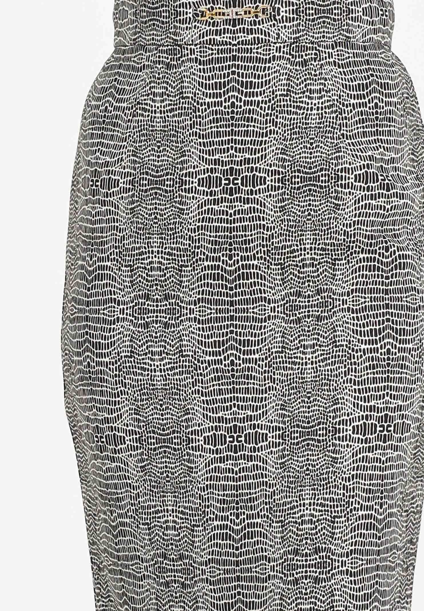 ELISABETTA FRANCHI Gonna midi panna e nera da donna con stampa con fantasia pitone GO14157E2 110 ELISABETTA FRANCHI 