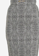 ELISABETTA FRANCHI Gonna midi panna e nera da donna con stampa con fantasia pitone GO14157E2 110 ELISABETTA FRANCHI 