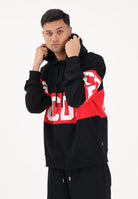 GCDS Felpa con cappuccio nera per uomo e donna caratterizzata da banda a contrasto e logo Z0MLQE138F004 999R GCDS 