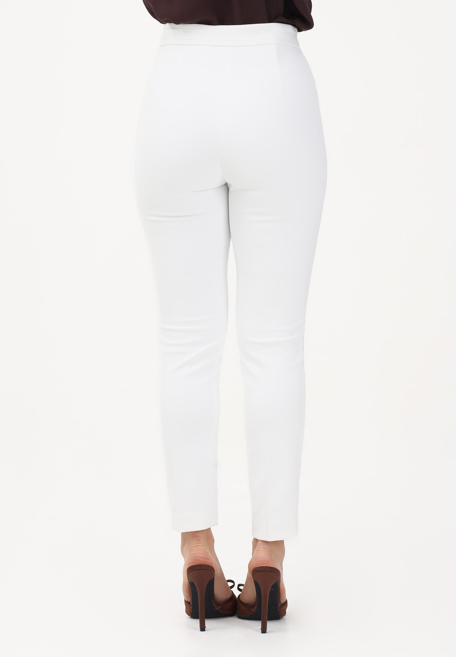 ELISABETTA FRANCHI Pantalone elegante avorio da donna con logo ricamato PA17061E2 360 ELISABETTA FRANCHI 