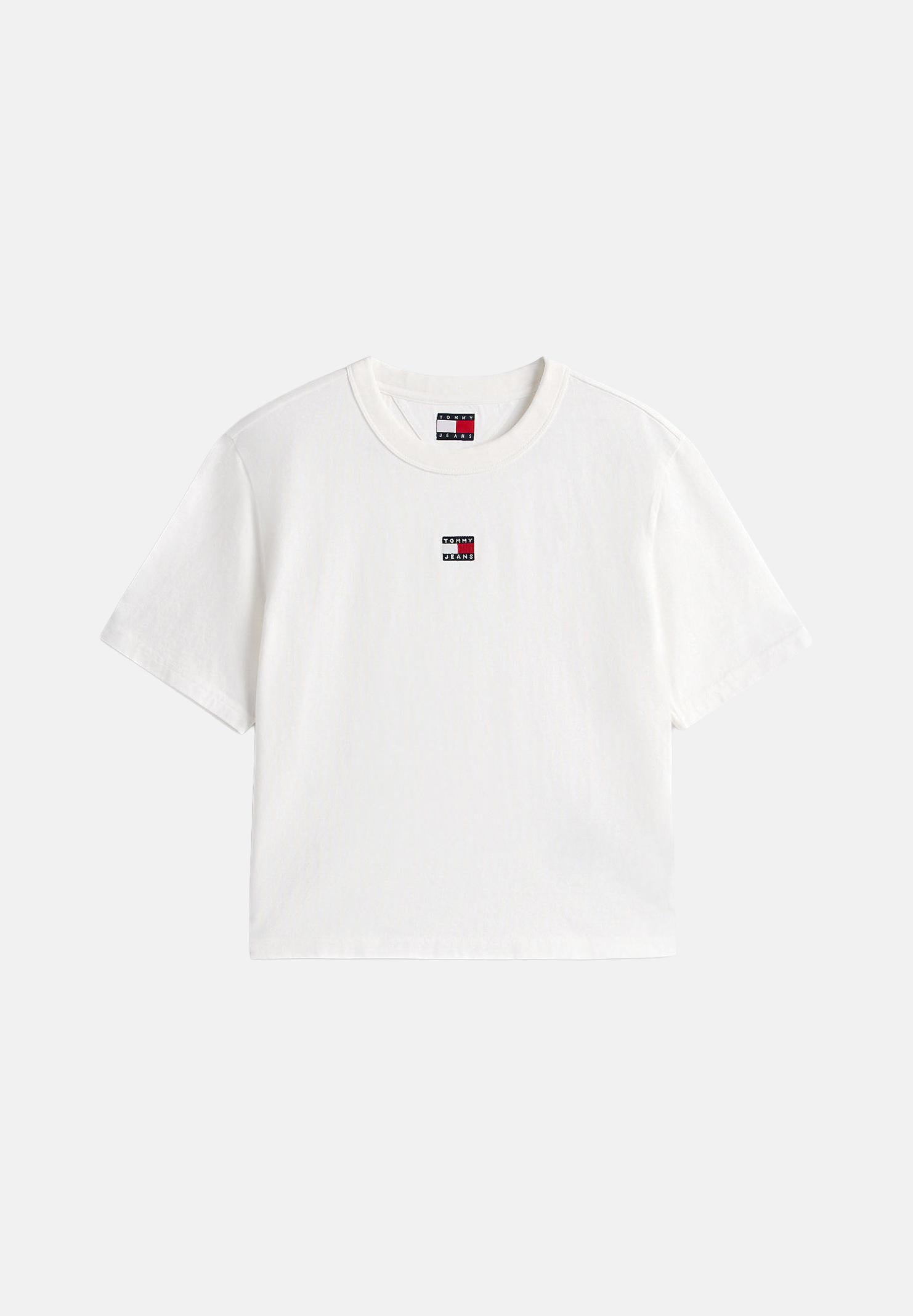 TOMMY JEANS t-shirt Tommy Badge Boxy Crew Neck T-Shirt ecru bianco, donna. DW0DW22202 YBL TOMMY JEANS 