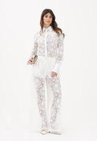 PINKO Pantalone LAURIE bianco da donna in pizzo rebrodé floreale<BR/> 106662A381 Z05 PINKO 