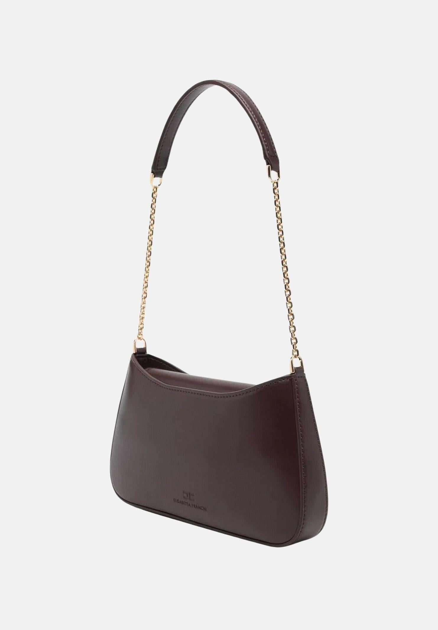 ELISABETTA FRANCHI Borsa a spalla cacao da donna con dettaglio logo BS93A61E2 644 ELISABETTA FRANCHI 