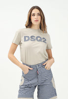 DSQUARED2 T-shirt a manica corta beige per donna, ragazzi e bambini con ricamo logo DQ2749D004G DQ717 DSQUARED2 
