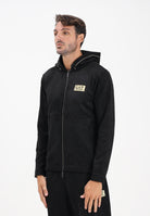 EA7 Felpa con zip nera da uomo in tessuto effetto scamosciato 7M000675AF16718 UC001 EA7 