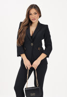 ELISABETTA FRANCHI Giacca monopetto nera da donna con dettagli logo GI21561E2 110 ELISABETTA FRANCHI 