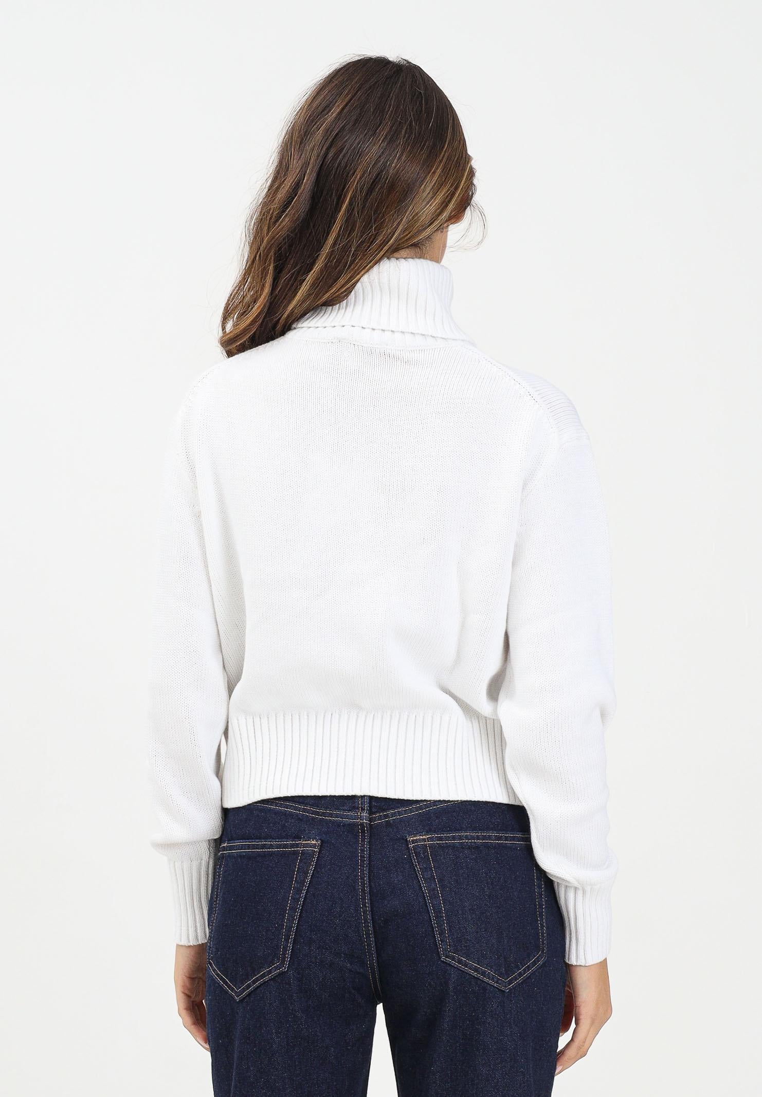 CALVIN KLEIN JEANS Maglioncino a collo alto bianco da donna con logo LV047D354GYAA  CALVIN KLEIN JEANS 