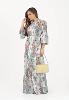 JUST CAVALLI Abito lungo azzurro da donna con fantasia 80PAO946NS780 217 JUST CAVALLI 