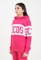 GCDS Felpa con cappuccio fucsia per donna, ragazze e bambine rifinita da stampa logo B2JU1926BA2 59 GCDS 