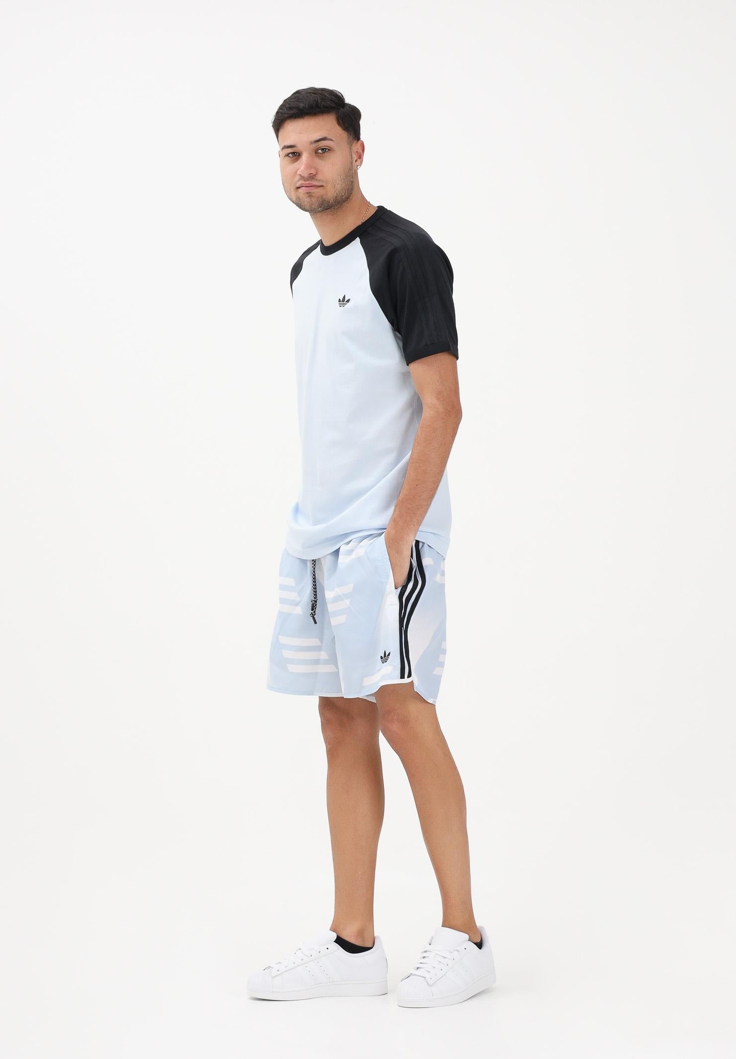 ADIDAS ORIGINALS Shorts Bruised Banana bianco e azzurro da uomo con stampa all-over KC6435 . ADIDAS ORIGINALS 