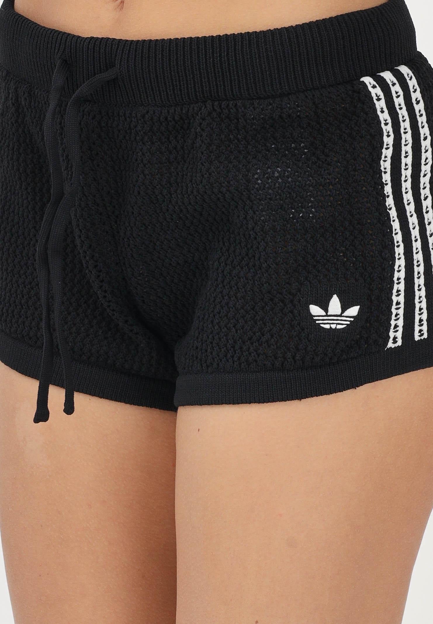ADIDAS ORIGINALS Shorts Knitted Crochet nero da donna KC6478 . ADIDAS ORIGINALS 