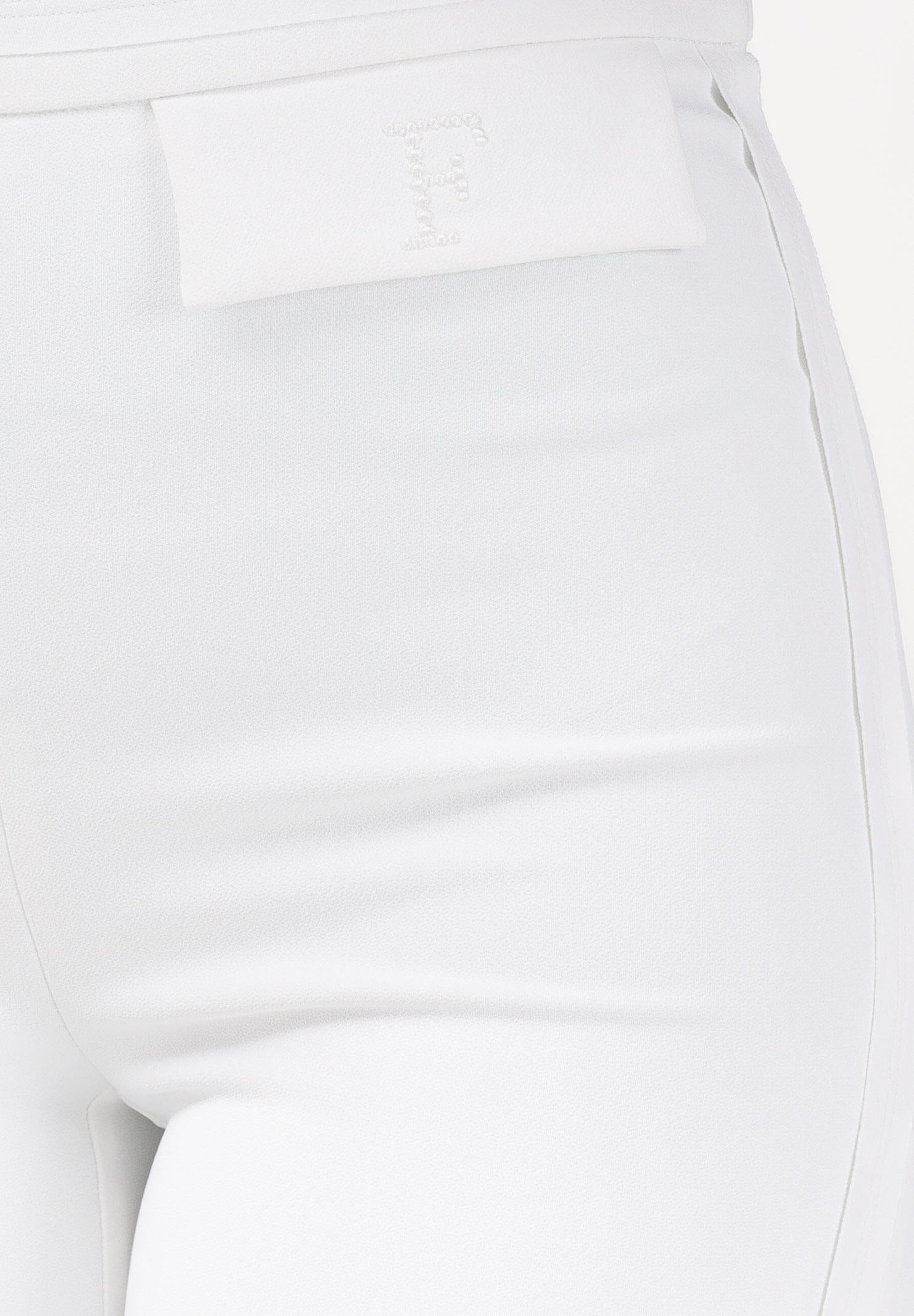 ELISABETTA FRANCHI Pantalone elegante avorio da donna con logo ricamato PA17061E2 360 ELISABETTA FRANCHI 