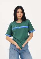 GCDS T-shirt a manica corta verde per uomo e donna con bande logate C1MEQC036J101 883E GCDS 