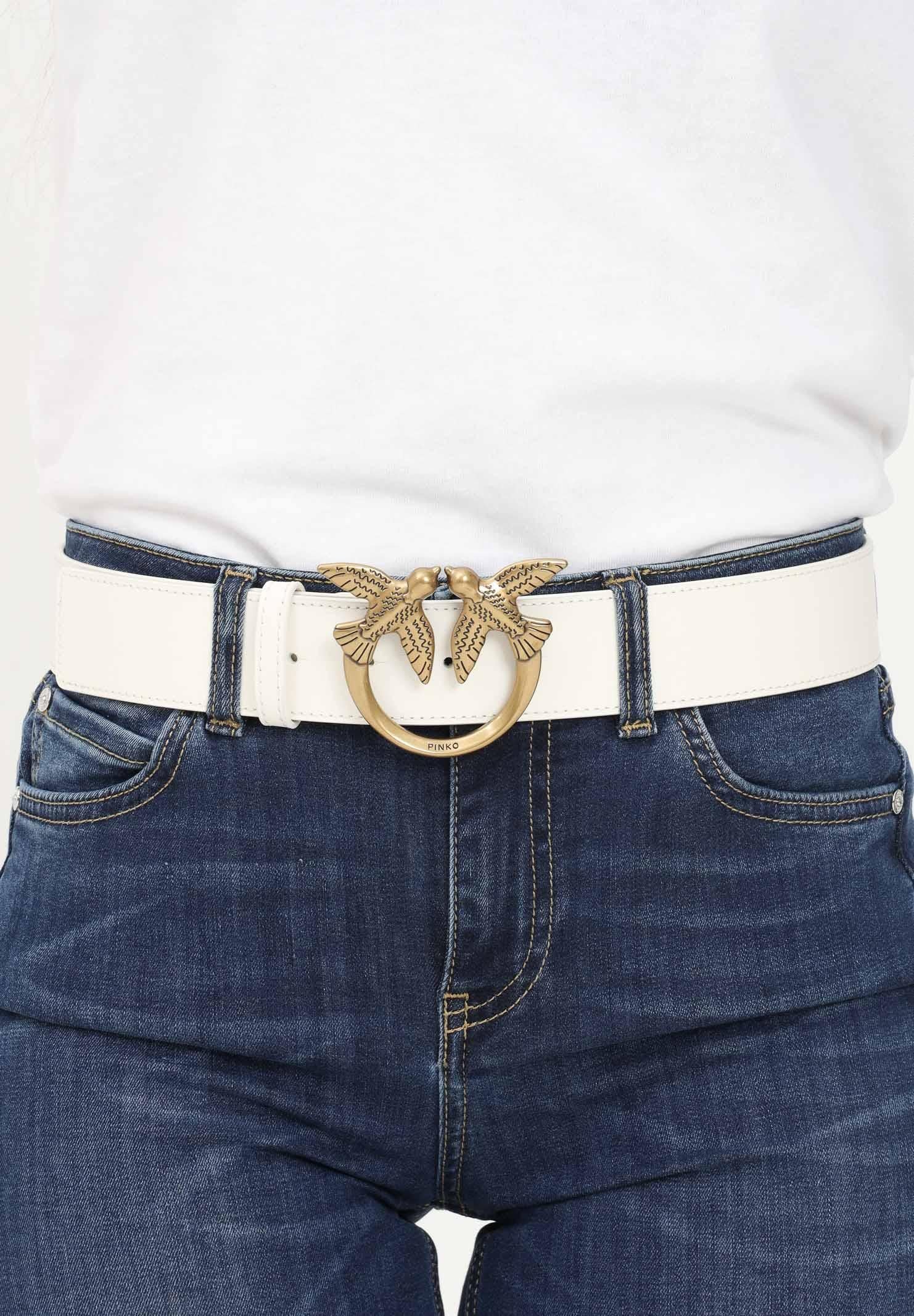 PINKO Cintura bianca da donna con fibbia Love Birds Diamond Cut 100120A0F1 Z14Q PINKO 