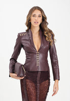 ELISABETTA FRANCHI Giacca bordeaux da donna con ganci gioiello GI18757E2 EA4 ELISABETTA FRANCHI 