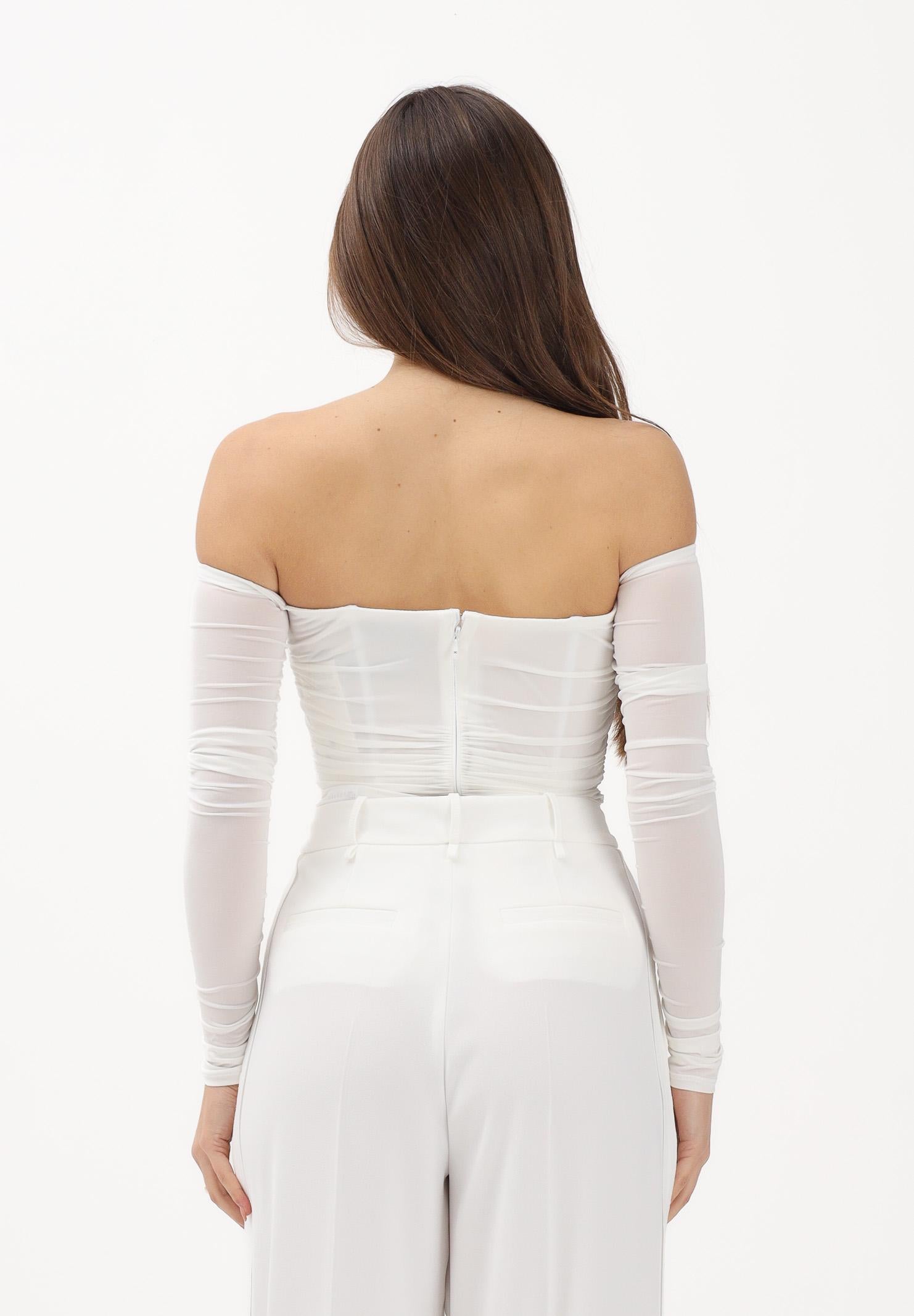 ELISABETTA FRANCHI Body avorio da donna con drappeggi BO01561E2 360 ELISABETTA FRANCHI 