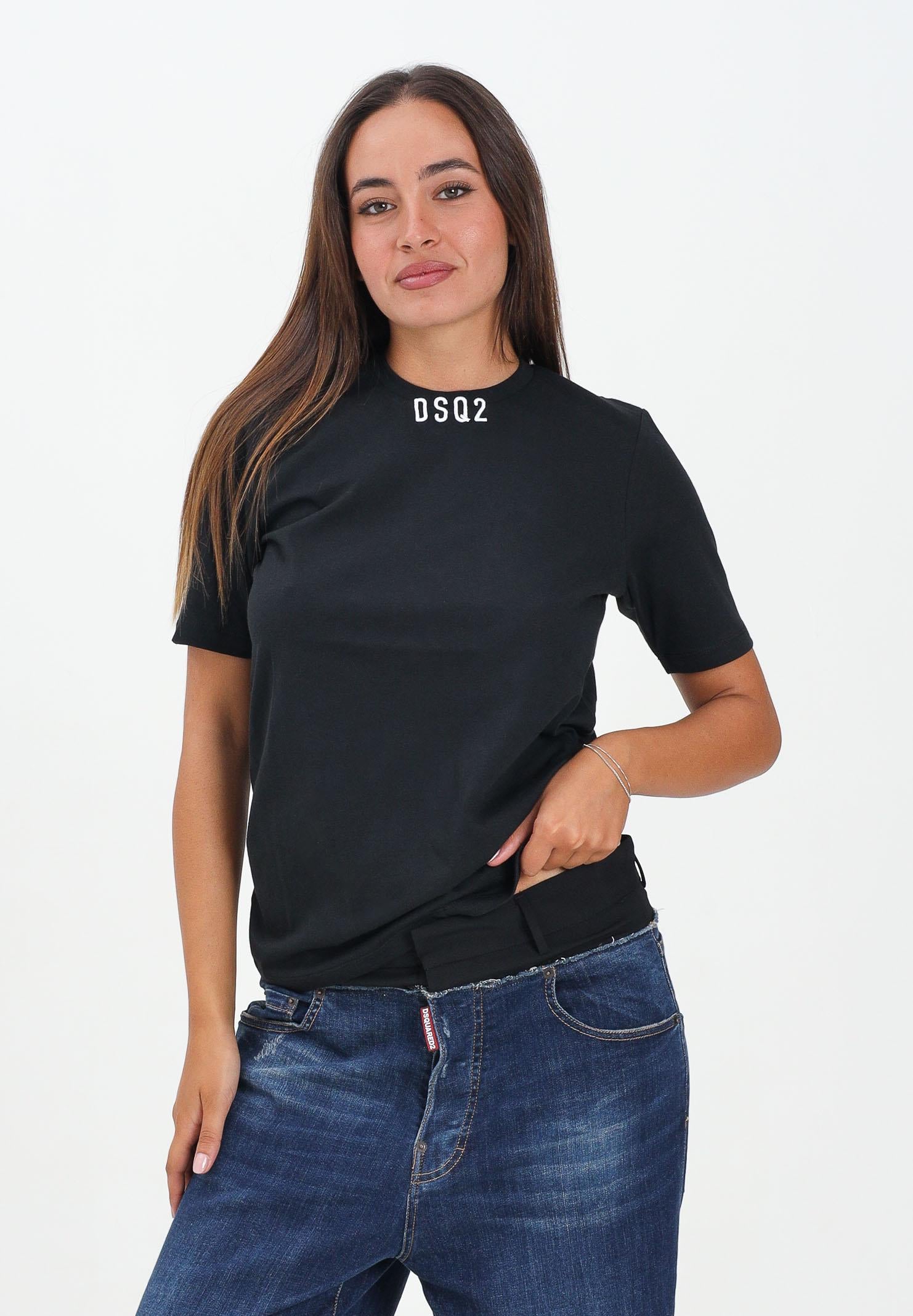 DSQUARED2 T-shirt a manica corta nera per donna, ragazzi e bambini con logo DSQ2 DQ2997D008N DQ900 DSQUARED2 