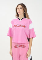 DSQUARED2 T-shirt a manica corta rosa per donna e bambina con marchio stile basket DQ2824D0AC4 DQ321 DSQUARED2 