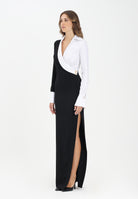 ELISABETTA FRANCHI Abito lungo nero e bianco da donna con dettagli camicia ABR0557E2 222 ELISABETTA FRANCHI 