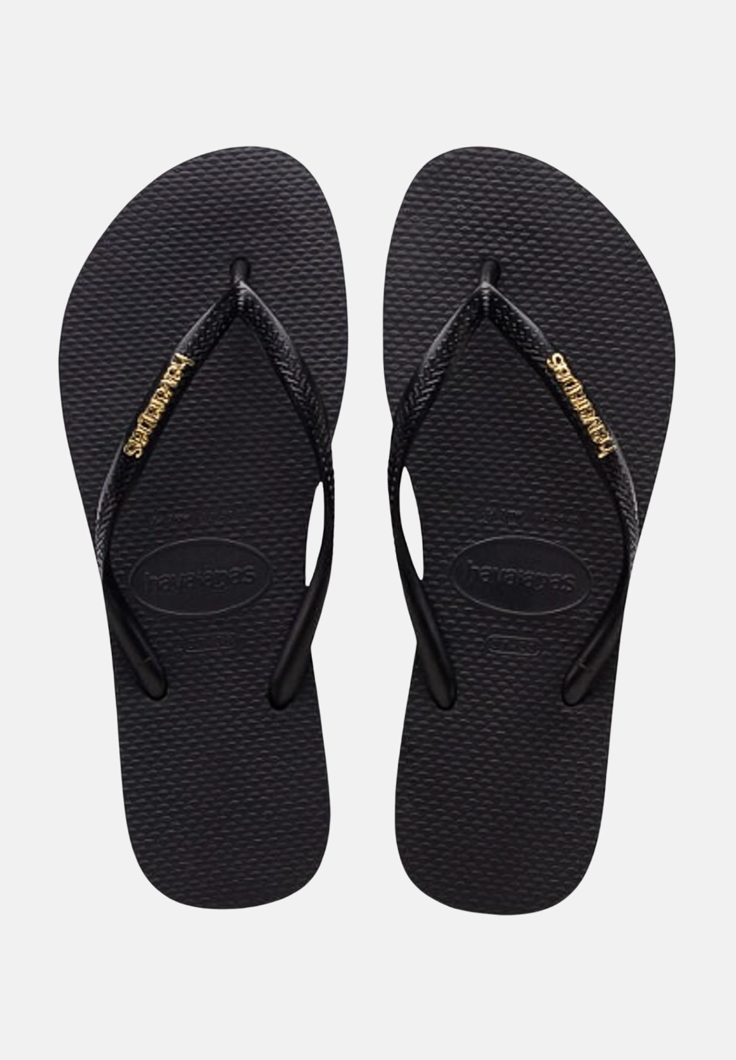 HAVAIANAS Infradito neri da donna Slim Logo Metallic 4119875 1924 HAVAIANAS 