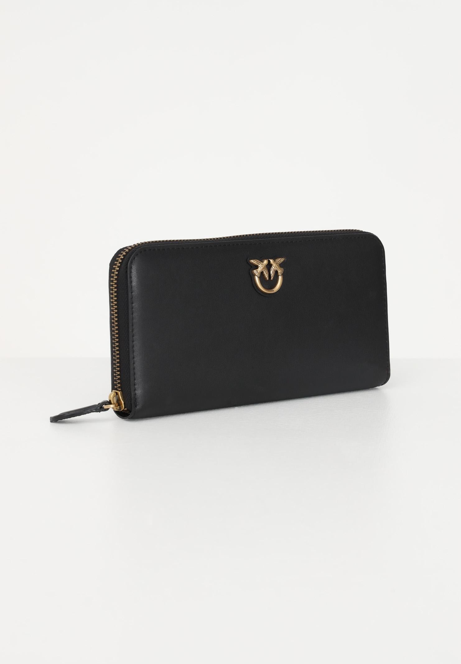 PINKO Portafogli zip-around in morbida pelle mano seta nero da donna 100250A0F1 Z99Q PINKO 