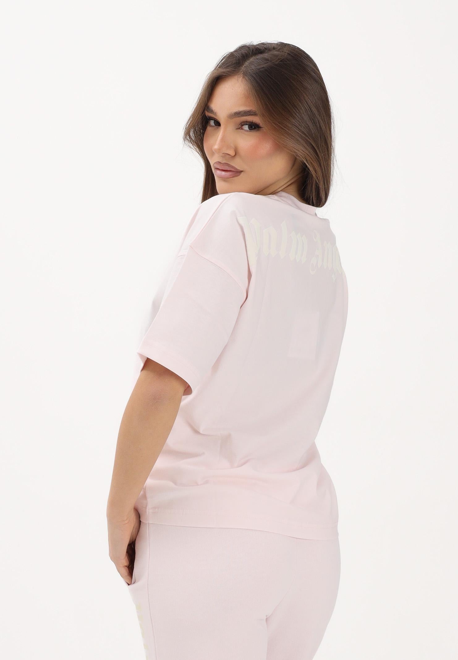 PALM ANGELS T-shirt a manica corta rosa per donna, ragazze e bambine con logo PGAA001S26JER001 042 PALM ANGELS 